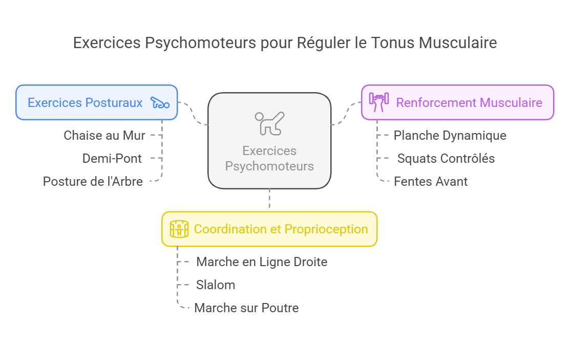 Exercices psychomoteurs pour réguler le tonus musculaire