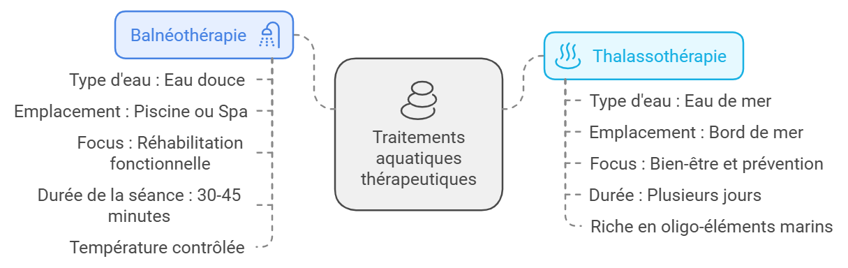 Différences entre la balnéothérapie et la thalassothérapie